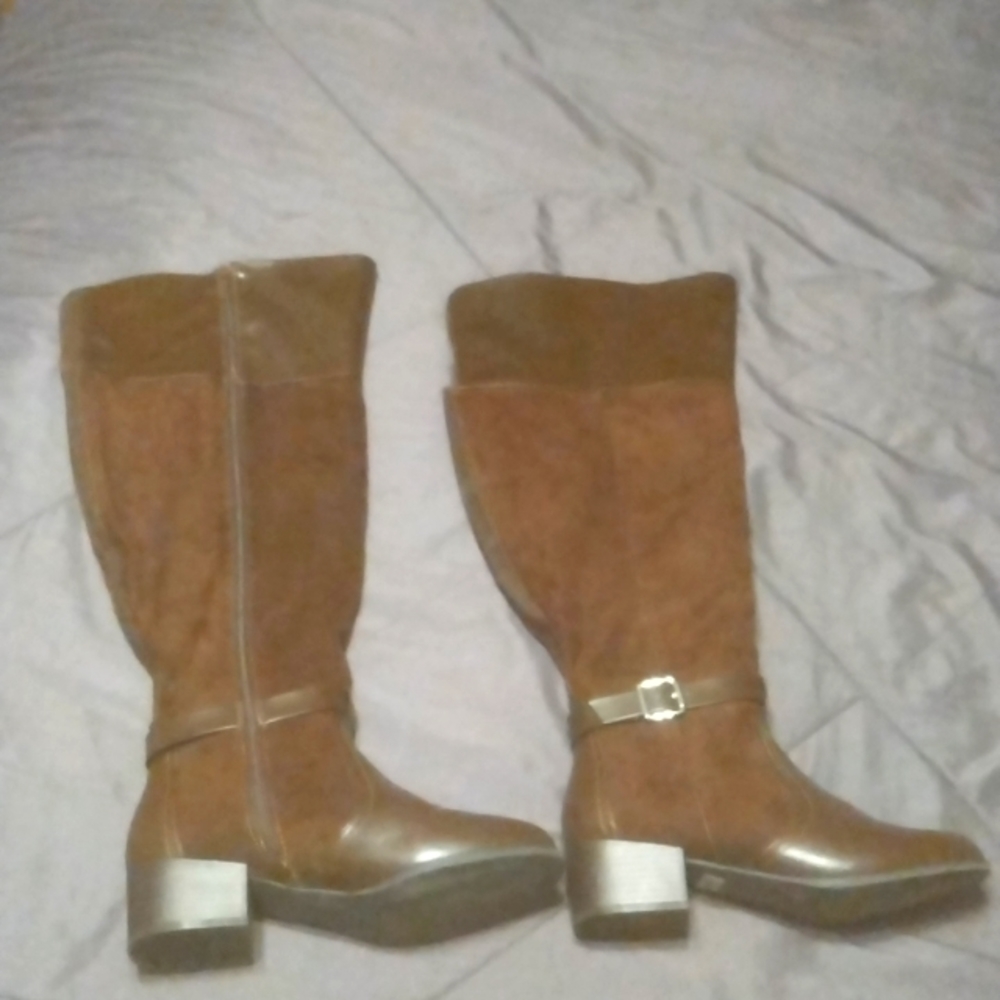 Brown knee high boots for thick girl calves